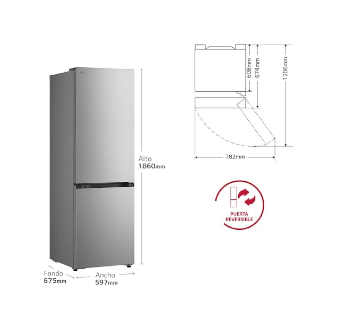 Frigorifero LG Combinato No Frost Classe D 333 Lt Inox GBBSJ10DPY - immagine 5