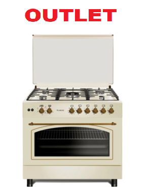 Cucina Larel 5 Fuochi a Gas Tutto Forno elettrico 90x60cm Beige L90ER OUT.