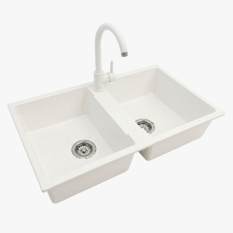 Lavello Staylux con 2 Vasche e miscelatore colore Bianco 8651B-B
