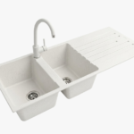 Lavello Staylux con 2 Vasche e gocc. a destra con miscelatore Bianco 1150B-B