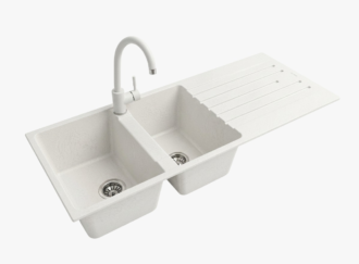Lavello Staylux con 2 Vasche e gocc. a destra con miscelatore Bianco 1150B-B