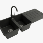 Lavello Staylux con 2 Vasche e gocc. a destra con miscelatore Nero 1150B-N