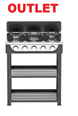 Cucina Portatile Fornello Staylux a Gas 5 fuochi 65 cm Nero CUCINOTTO A OUT.