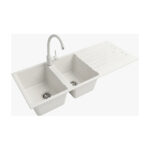 Lavello Staylux con 2 Vasche e gocc. a destra con miscelatore Bianco 1150B-B