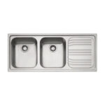 Lavello Franke da incasso 2 vasche con gocciolatoio DX colore Inox RRX621 DX